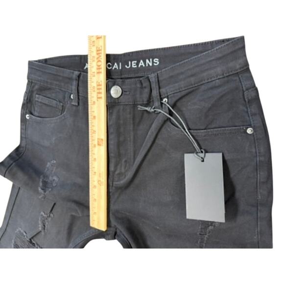 NWT!! "ABSECAI" SZ 32 Distressed Straight Leg/Skinny Jean Skateboarder Stretch - Picture 3 of 10